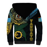 Personalised Vanuatu Sherpa Hoodie Turtle Chest Tattoo Flag Color - Sanma LT7 - Polynesian Pride
