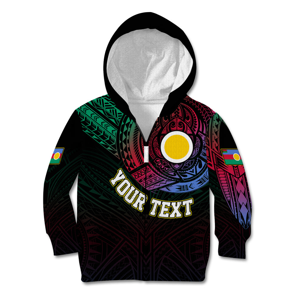 Personalised Vanuatu Kid Hoodie Turtle Chest Tattoo Flag Color - Shefa LT7 - Polynesian Pride