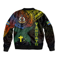 Personalised Vanuatu Bomber Jacket Turtle Chest Tattoo Flag Color - Tafea LT7 - Polynesian Pride