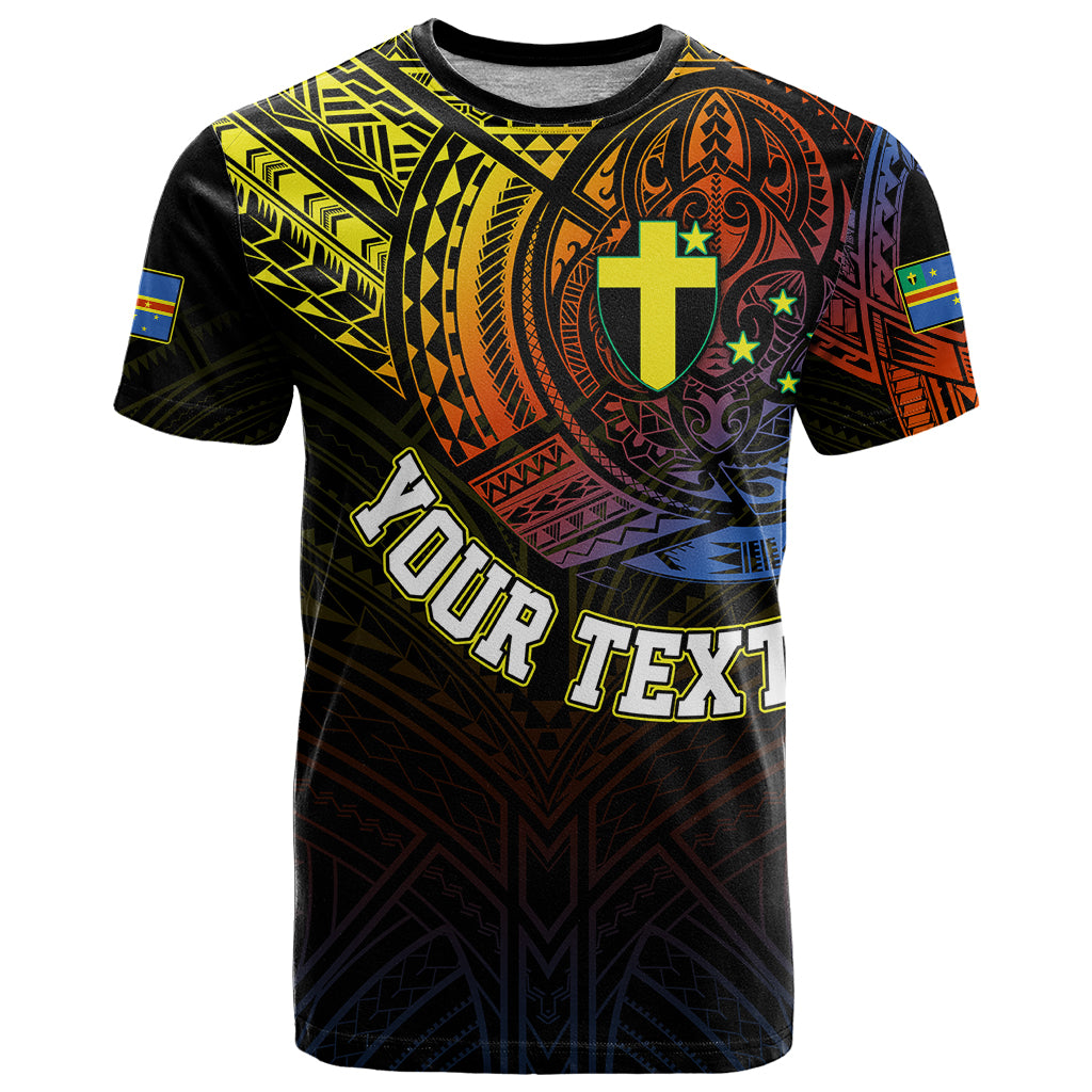 Custom Vanuatu T Shirt Turtle Chest Tattoo Flag Color Tafea LT7 Black - Polynesian Pride
