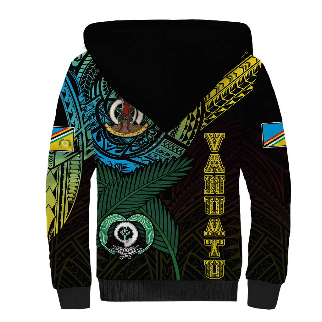 Personalised Vanuatu Sherpa Hoodie Turtle Chest Tattoo Flag Color - Torba LT7 - Polynesian Pride