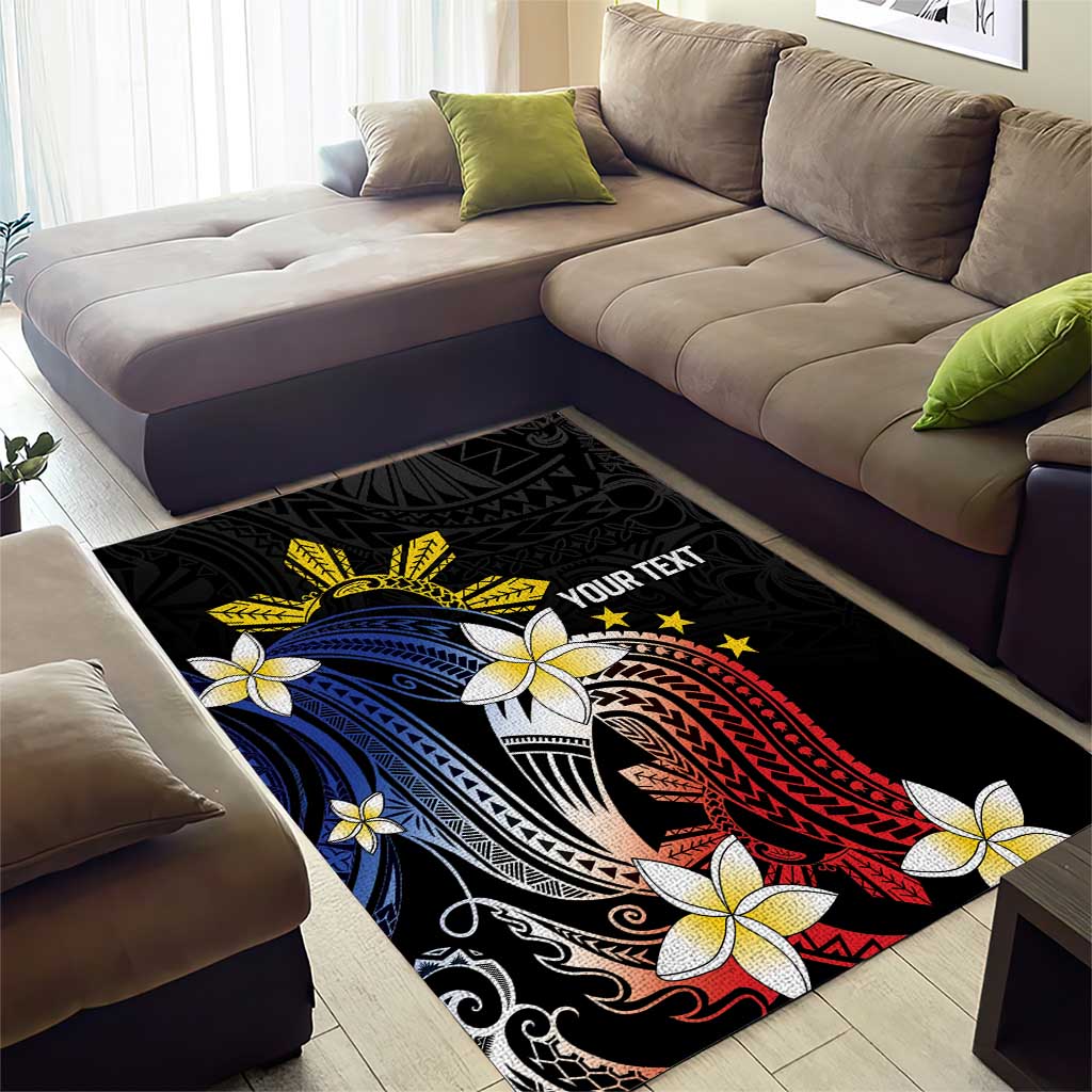 Personalized Philippines Tribal Area Rug Tropical Waves - Plumeria