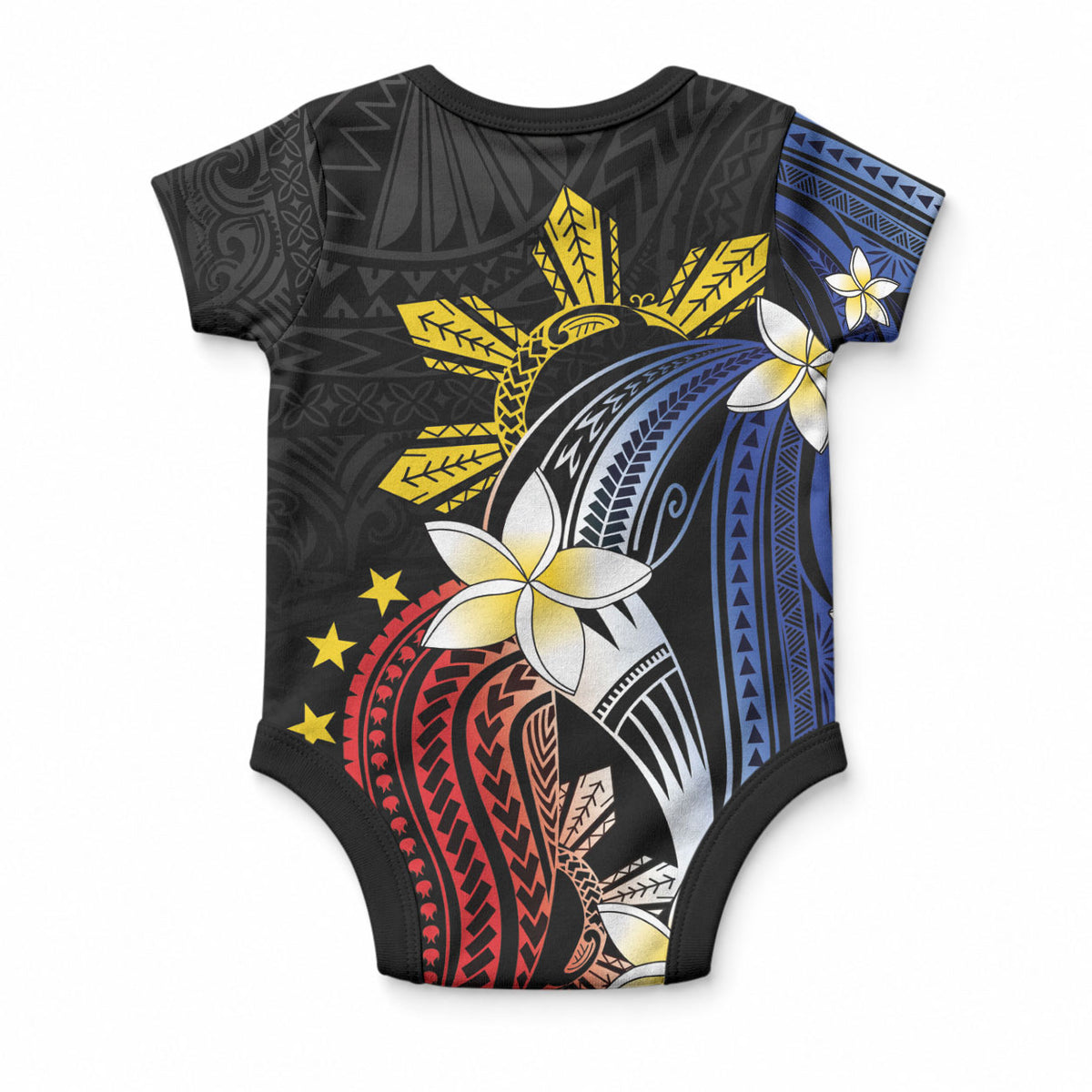 Personalized Philippines Tribal Baby Onesie Tropical Waves - Plumeria