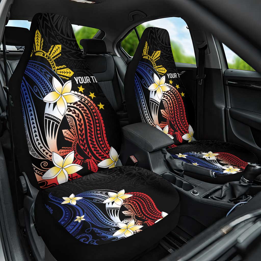 Personalized Philippines Tribal Car Seat Cover Tropical Waves - Plumeria