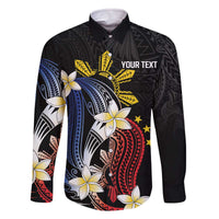 Personalized Philippines Tribal Family Matching Off The Shoulder Long Sleeve Dress and Hawaiian Shirt Tropical Waves - Plumeria