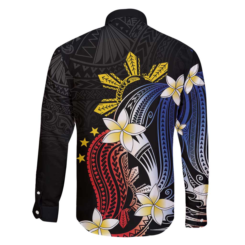 Personalized Philippines Tribal Family Matching Off Shoulder Short Dress and Hawaiian Shirt Tropical Waves - Plumeria