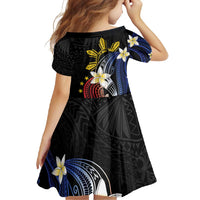 Personalized Philippines Tribal Family Matching Short Sleeve Bodycon Dress and Hawaiian Shirt Tropical Waves - Plumeria