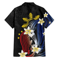 Personalized Philippines Tribal Family Matching Short Sleeve Bodycon Dress and Hawaiian Shirt Tropical Waves - Plumeria