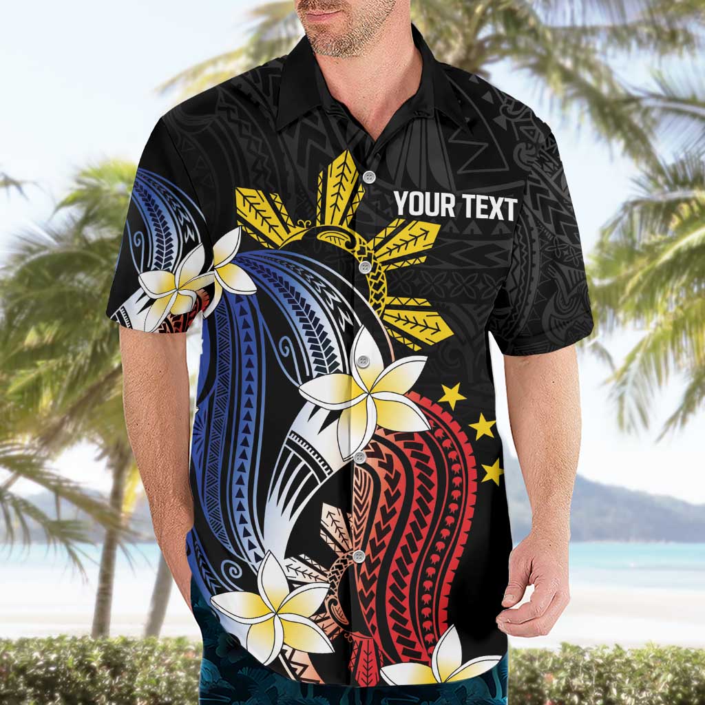 Personalized Philippines Tribal Hawaiian Shirt Tropical Waves - Plumeria