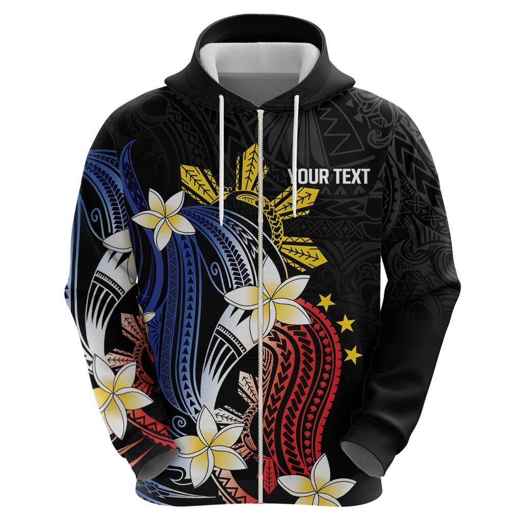 Personalized Philippines Tribal Hoodie Tropical Waves - Plumeria
