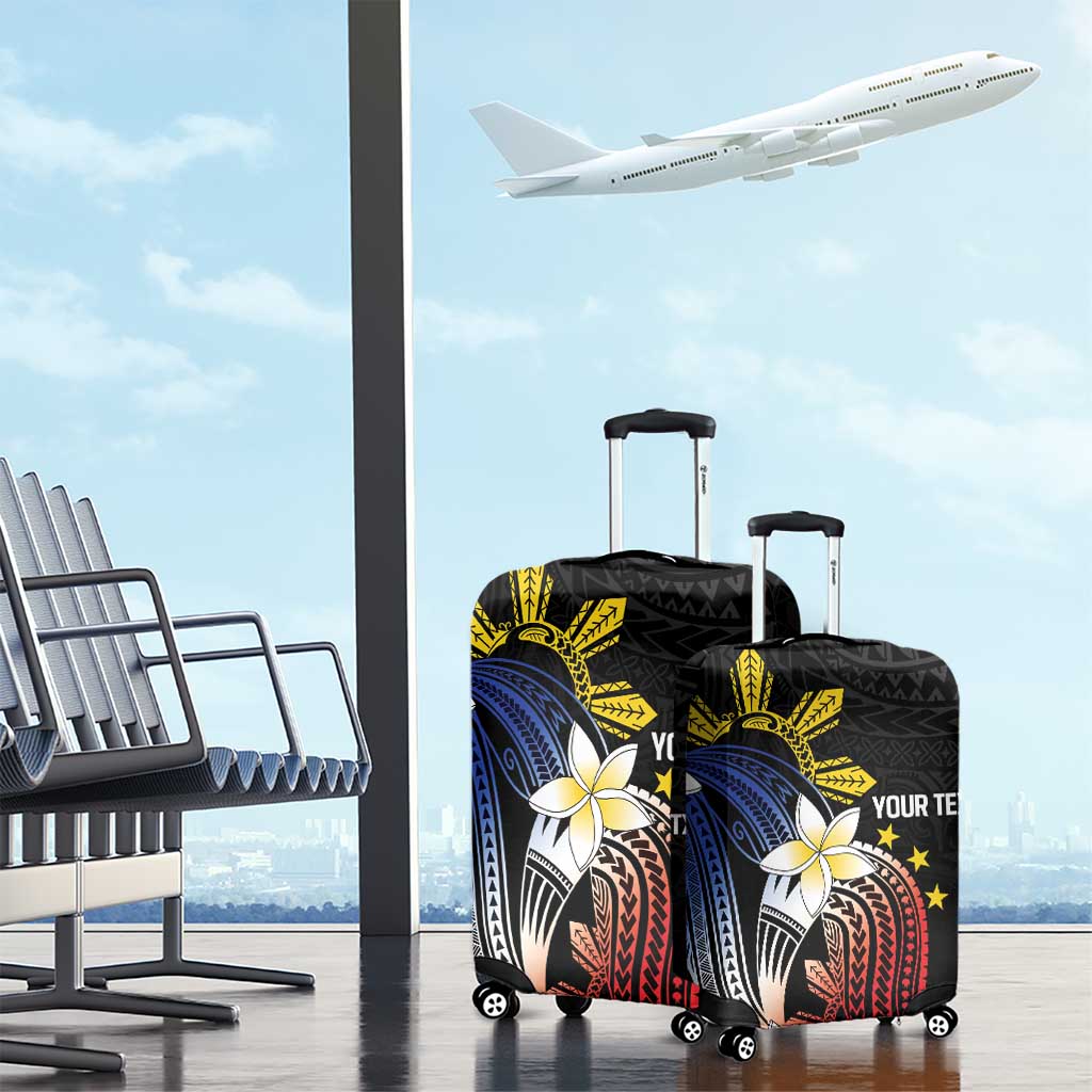 Personalized Philippines Tribal Luggage Cover Tropical Waves - Plumeria