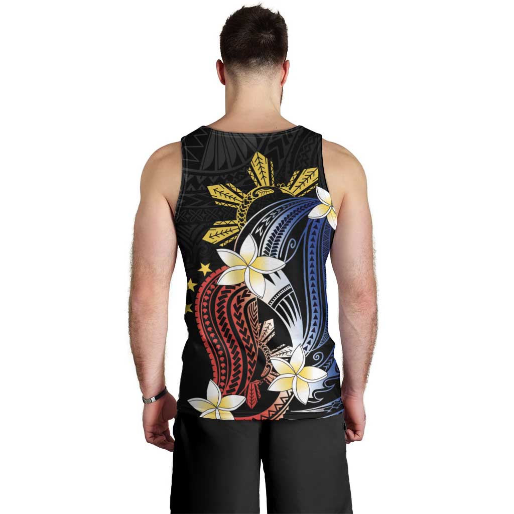 Personalized Philippines Tribal Men Tank Top Tropical Waves - Plumeria