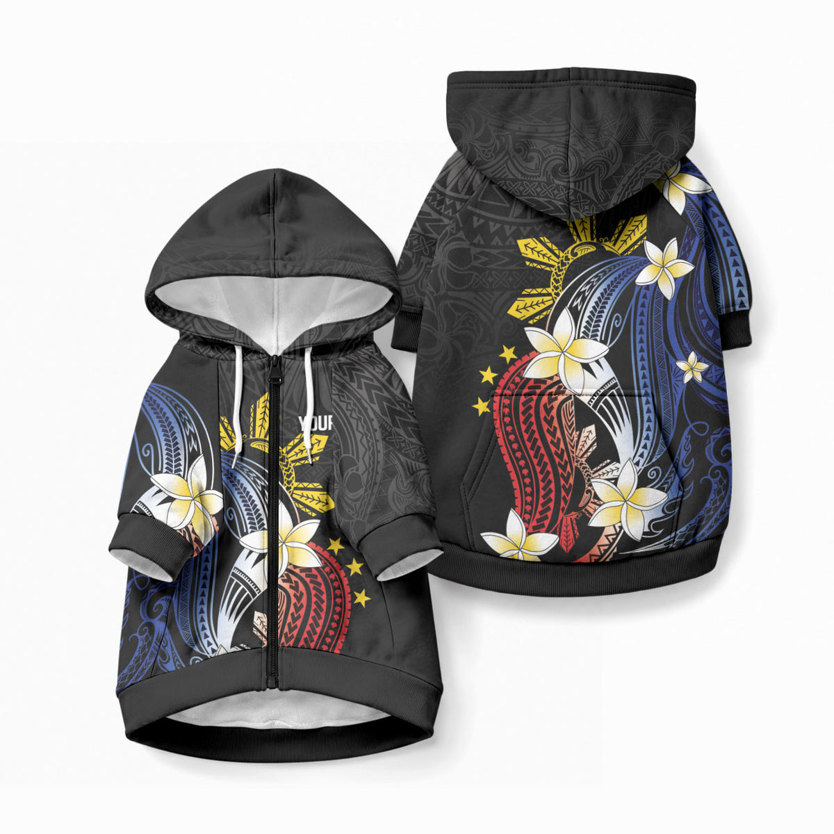 Personalized Philippines Tribal Pet Hoodie Tropical Waves - Plumeria