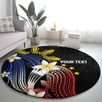 Personalized Philippines Tribal Round Carpet Tropical Waves - Plumeria