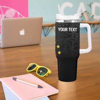 Personalized Philippines Tribal Tumbler With Handle Tropical Waves - Plumeria LT7 - Polynesian Pride