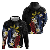 Personalized Philippines Tribal Zip Hoodie Tropical Waves - Plumeria