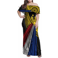 Philippines Sun Family Matching Off Shoulder Maxi Dress and Hawaiian Shirt Pasifika Tribal Style