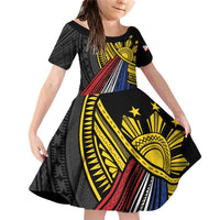 Philippines Sun Family Matching Off Shoulder Short Dress and Hawaiian Shirt Pasifika Tribal Style