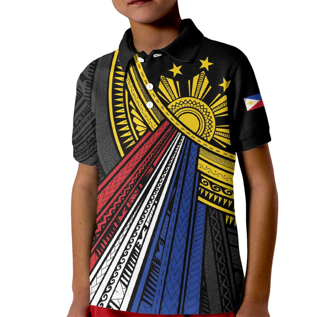 Philippines Sun Kid Polo Shirt Pasifika Tribal Style