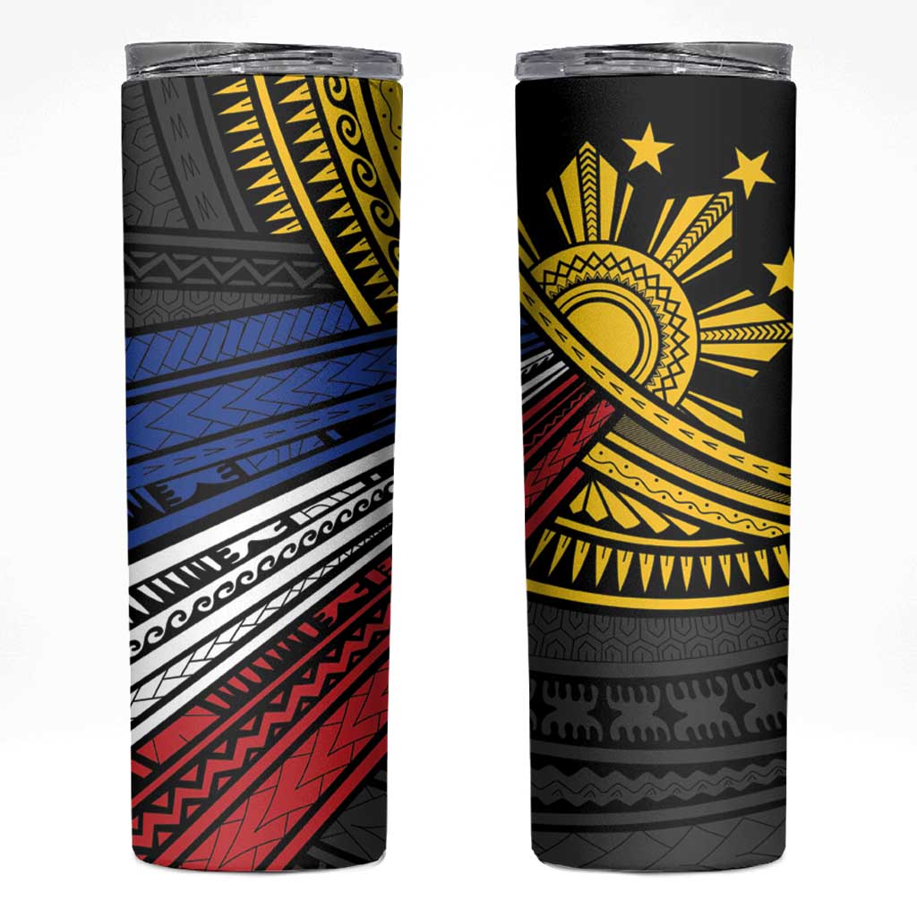Philippines Sun Skinny Tumbler Pasifika Tribal Style LT7 Black - Polynesian Pride