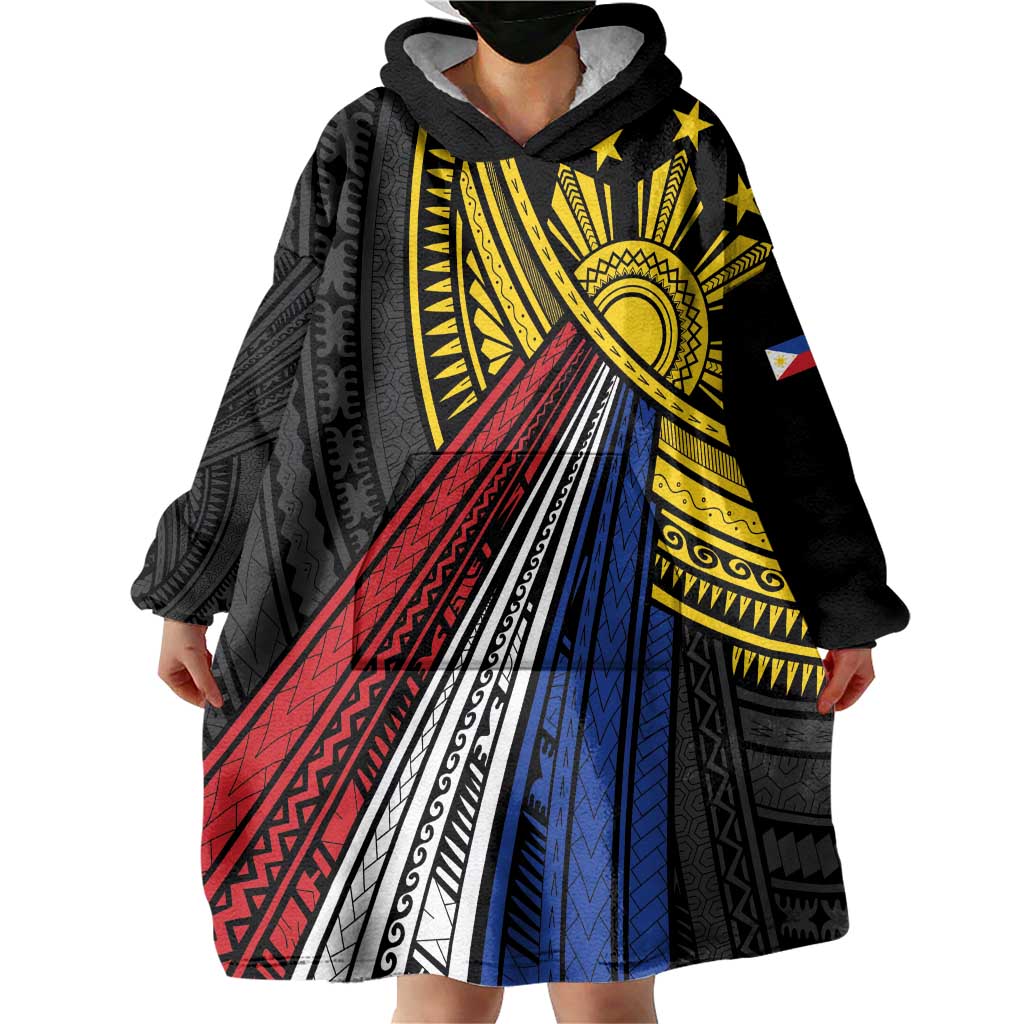 Philippines Sun Wearable Blanket Hoodie Pasifika Tribal Style
