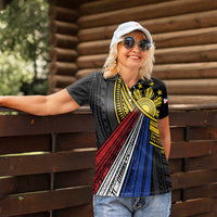 Philippines Sun Women Polo Shirt Pasifika Tribal Style