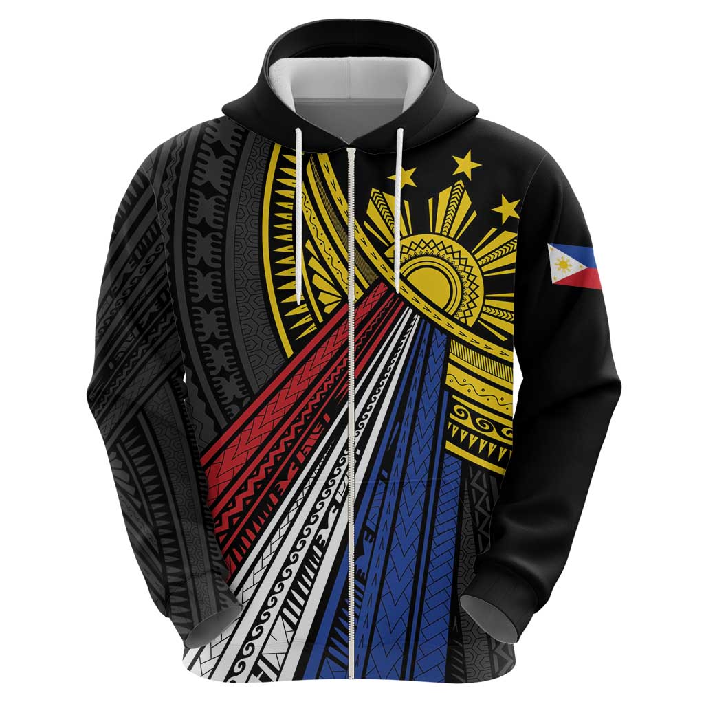 Philippines Sun Zip Hoodie Pasifika Tribal Style