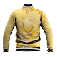 Hawaii Oahu Island Flowers Lei Baseball Jacket Yellow Ilima Mix Plumeria LT7 - Polynesian Pride