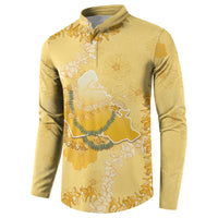 Hawaii Oahu Island Flowers Lei Button Sweatshirt Yellow Ilima Mix Plumeria LT7 - Polynesian Pride