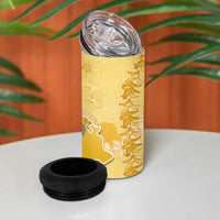 Hawaii Oahu Island Flowers Lei 4 in 1 Can Cooler Tumbler Yellow Ilima Mix Plumeria LT7 - Polynesian Pride