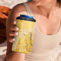 Hawaii Oahu Island Flowers Lei 4 in 1 Can Cooler Tumbler Yellow Ilima Mix Plumeria LT7 - Polynesian Pride