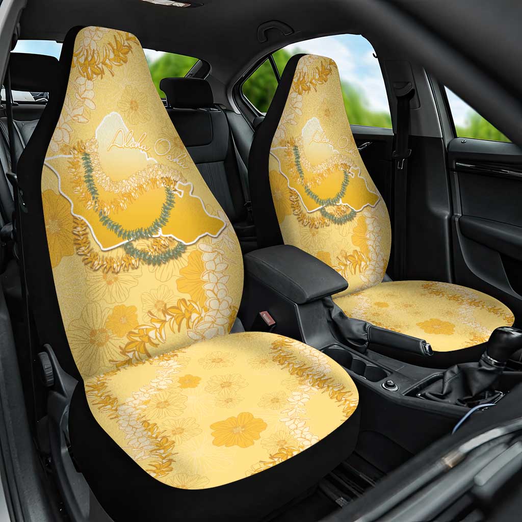 Hawaii Oahu Island Flowers Lei Car Seat Cover Yellow Ilima Mix Plumeria LT7 One Size Yellow - Polynesian Pride