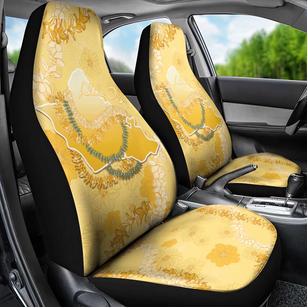 Hawaii Oahu Island Flowers Lei Car Seat Cover Yellow Ilima Mix Plumeria LT7 - Polynesian Pride
