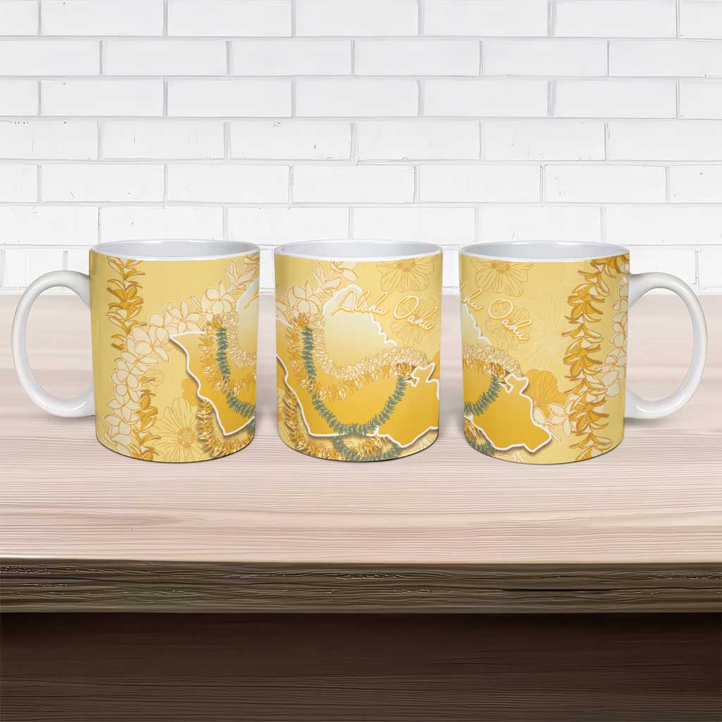Hawaii Oahu Island Flowers Lei Ceramic Mug Yellow Ilima Mix Plumeria