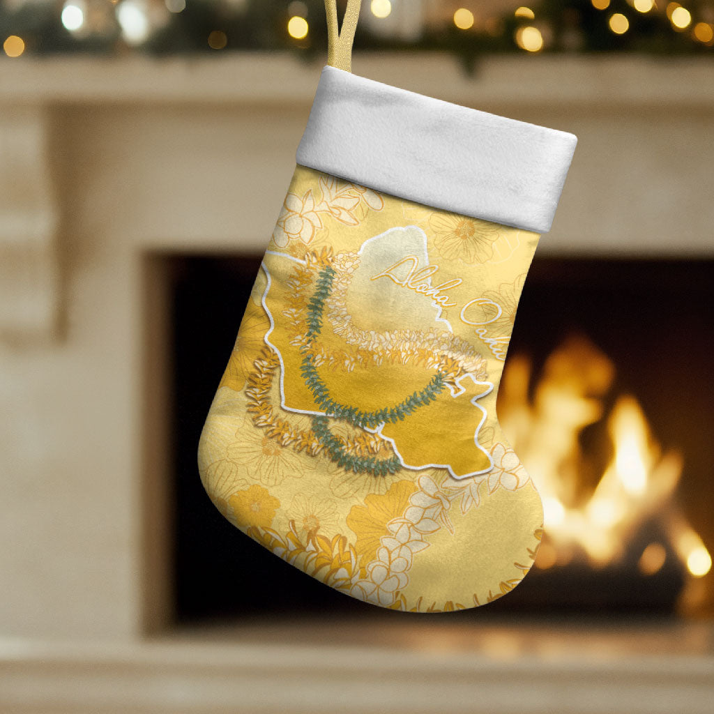 Hawaii Oahu Island Flowers Lei Christmas Stocking Yellow Ilima Mix Plumeria LT7 Set of 2 Yellow - Polynesian Pride