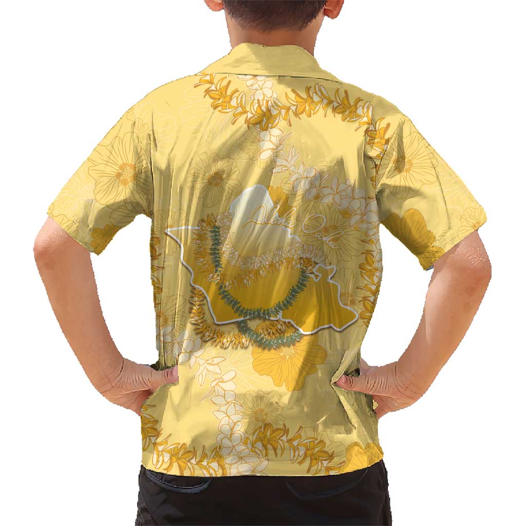 Hawaii Oahu Island Flowers Lei Family Matching Puletasi and Hawaiian Shirt Yellow Ilima Mix Plumeria LT7 - Polynesian Pride