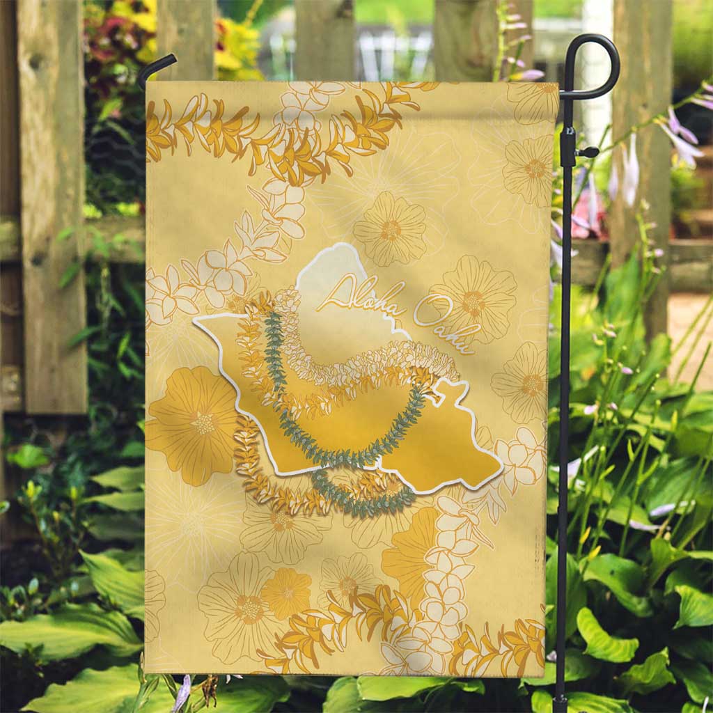 Hawaii Oahu Island Flowers Lei Garden Flag Yellow Ilima Mix Plumeria LT7 Garden Flag Yellow - Polynesian Pride