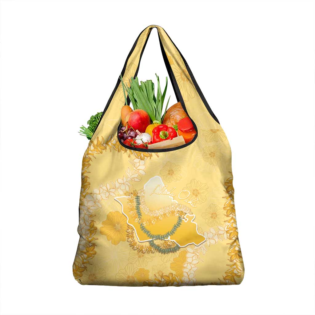 Hawaii Oahu Island Flowers Lei Grocery Bag Yellow Ilima Mix Plumeria LT7 1-pack One Size Yellow - Polynesian Pride