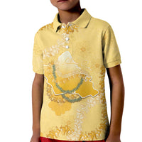 Hawaii Oahu Island Flowers Lei Kid Polo Shirt Yellow Ilima Mix Plumeria LT7 Kid Yellow - Polynesian Pride