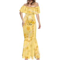 Hawaii Oahu Island Flowers Lei Mermaid Dress Yellow Ilima Mix Plumeria LT7 - Polynesian Pride