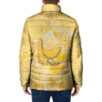 Hawaii Oahu Island Flowers Lei Padded Jacket Yellow Ilima Mix Plumeria