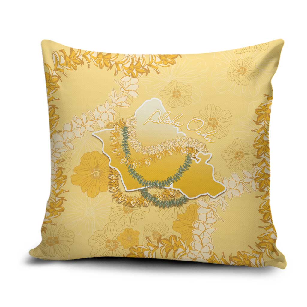 Hawaii Oahu Island Flowers Lei Pillow Cover Yellow Ilima Mix Plumeria LT7 Yellow - Polynesian Pride