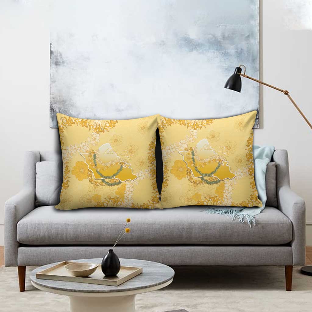 Hawaii Oahu Island Flowers Lei Pillow Cover Yellow Ilima Mix Plumeria