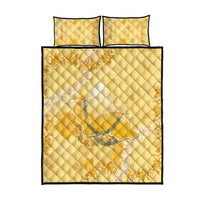 Hawaii Oahu Island Flowers Lei Quilt Bed Set Yellow Ilima Mix Plumeria