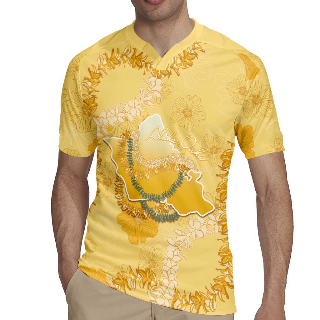 Hawaii Oahu Island Flowers Lei Rugby Jersey Yellow Ilima Mix Plumeria