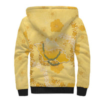 Hawaii Oahu Island Flowers Lei Sherpa Hoodie Yellow Ilima Mix Plumeria LT7 - Polynesian Pride