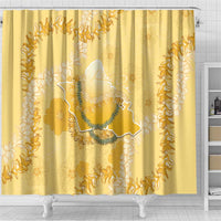 Hawaii Oahu Island Flowers Lei Shower Curtain Yellow Ilima Mix Plumeria LT7 - Polynesian Pride