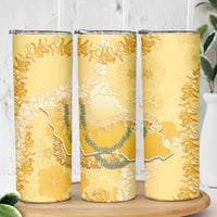Hawaii Oahu Island Flowers Lei Skinny Tumbler Yellow Ilima Mix Plumeria