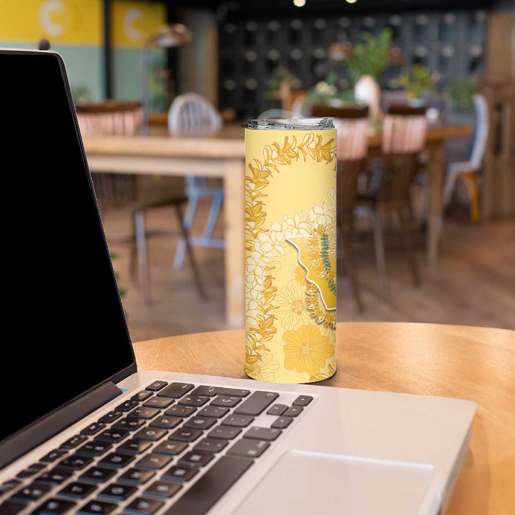 Hawaii Oahu Island Flowers Lei Skinny Tumbler Yellow Ilima Mix Plumeria