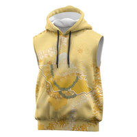 Hawaii Oahu Island Flowers Lei Sleeveless Hoodie Yellow Ilima Mix Plumeria LT7 Yellow - Polynesian Pride
